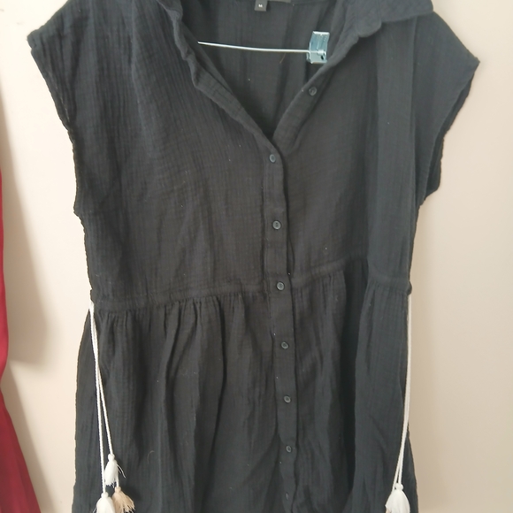 Gibsonlook Tops - Black Women's Blouse with Tassel Details